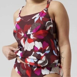 Athleta Burgundy and White Tankini Set